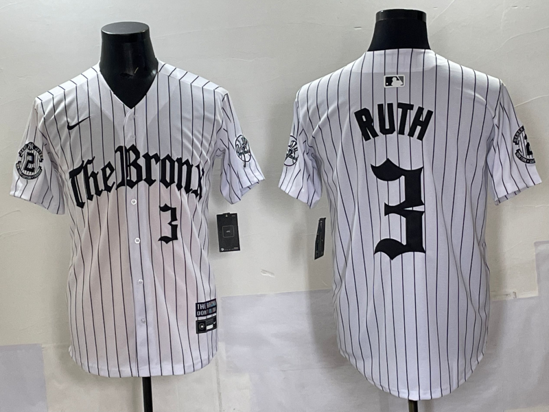 Men's New York Yankees Babe Ruth #3 White Alternate Game Jersey baseball jersey product view 1