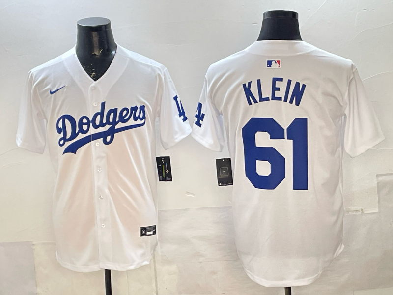 Men's Los Angeles Dodgers Rylan Klein White Limited Player Jersey baseball jersey product view 1