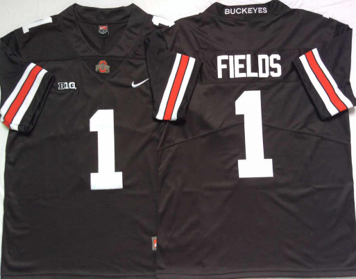 Men's Ohio State Buckeyes Justin Fields #1 Black Player Game Jersey sports jersey product view 1