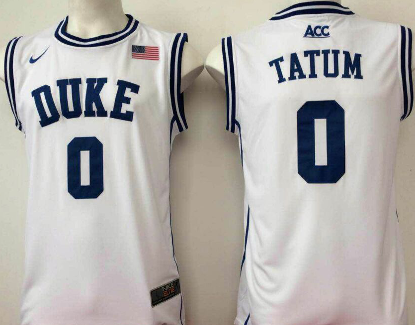 Men's Duke Blue Devils Jayson Tatum #0 White Player Game Jersey sports jersey product view 1