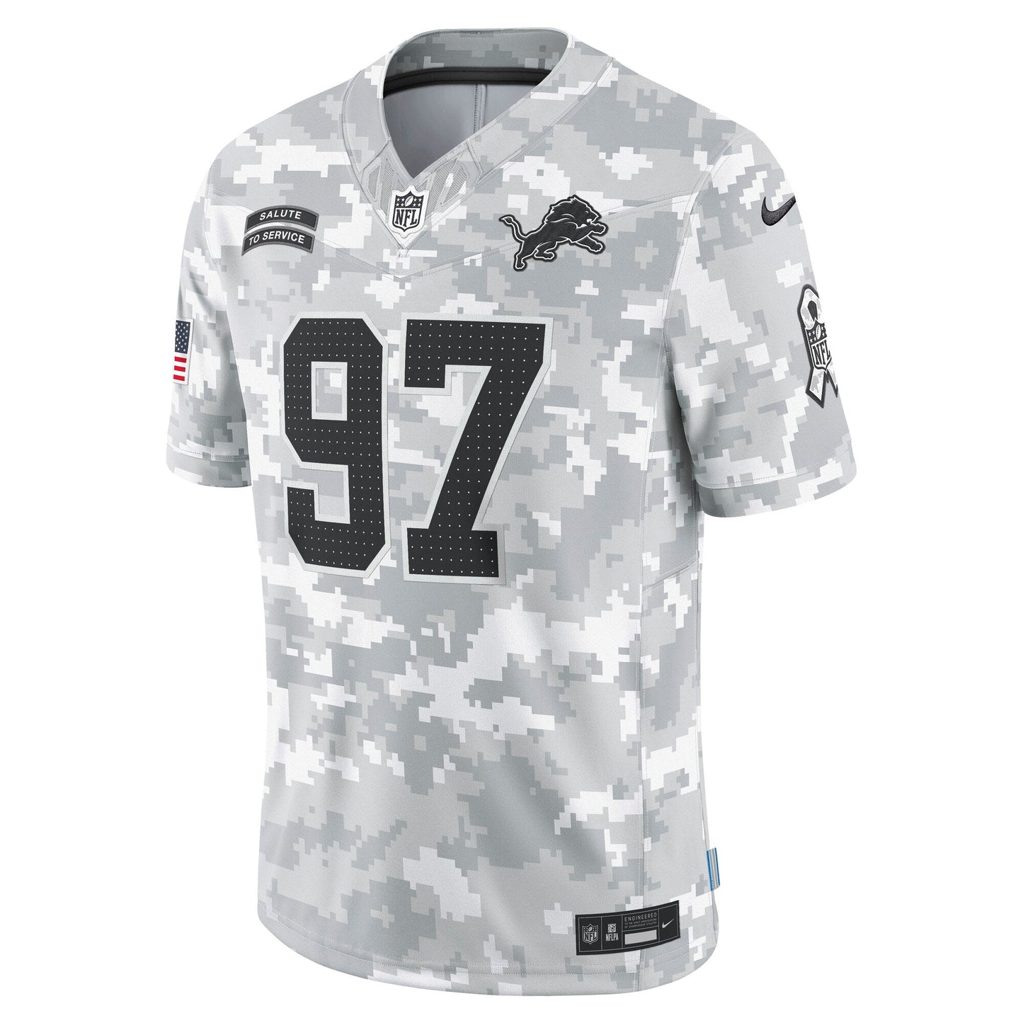 Aidan Hutchinson Detroit Lions 2024 Salute to Service Limited Jersey - Arctic Camo football jersey product view 2