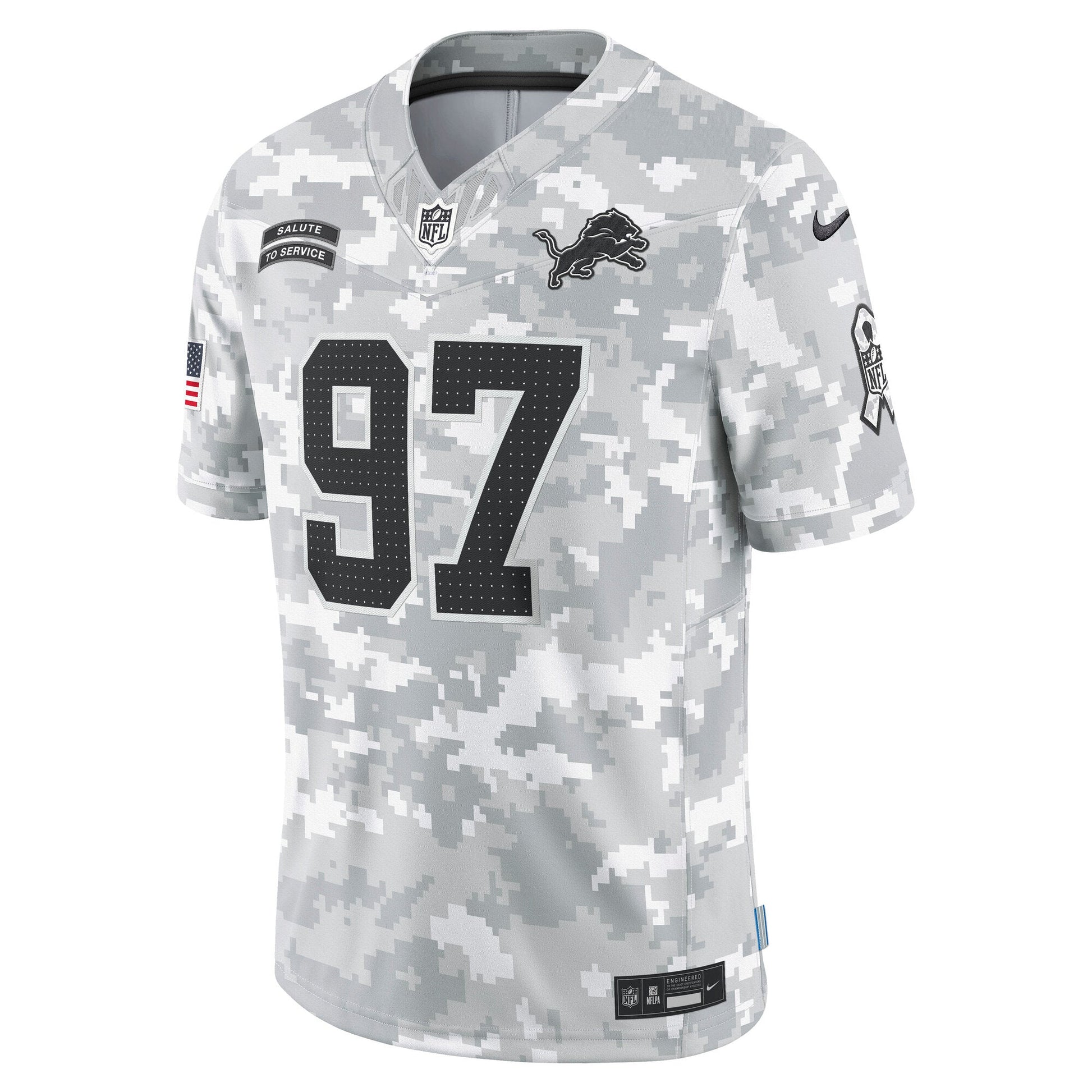 Aidan Hutchinson Detroit Lions 2024 Salute to Service Limited Jersey - Arctic Camo football jersey product view 2