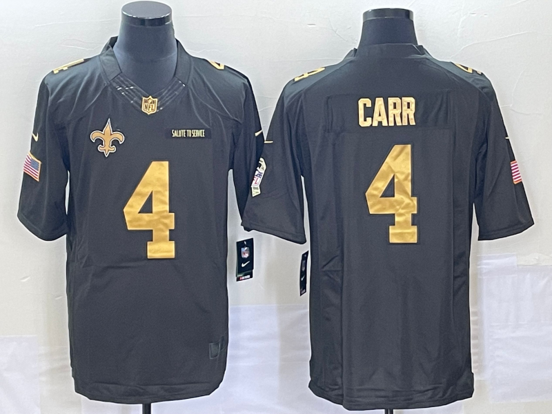 Men's New Orleans Saints #4 Derek Carr Black Game Player Jersey1 football jersey product view 1