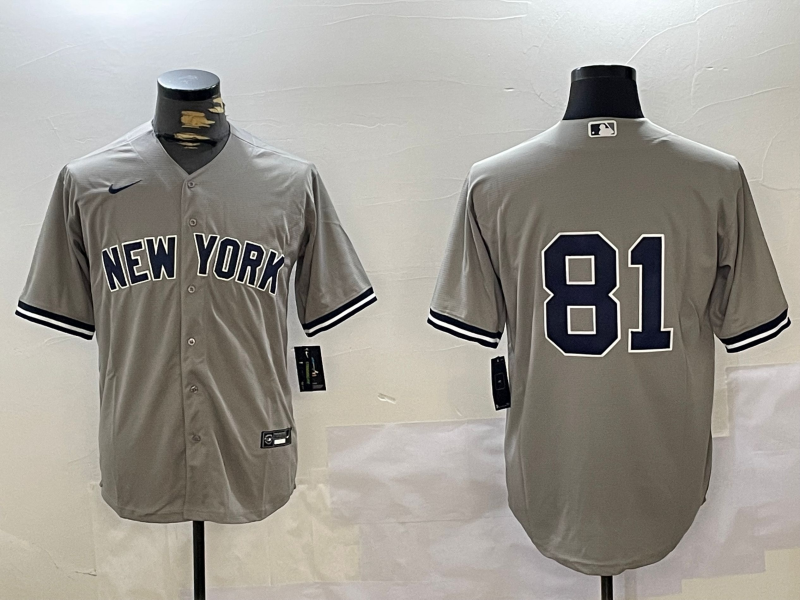 Men's New York Yankees Luis Gil #81 Gray Player Jersey baseball jersey product view 1