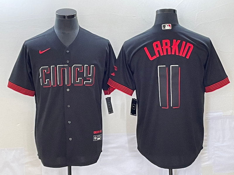 Men's Cincinnati Reds Barry Larkin #11 Black 2023 City Connect Replica Player Jersey baseball jersey product view 1