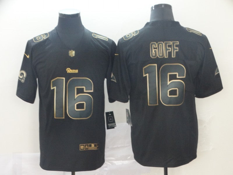 Men's Los Angeles Rams Jared Goff #16 Black Game Player Jersey1 football jersey product view 1