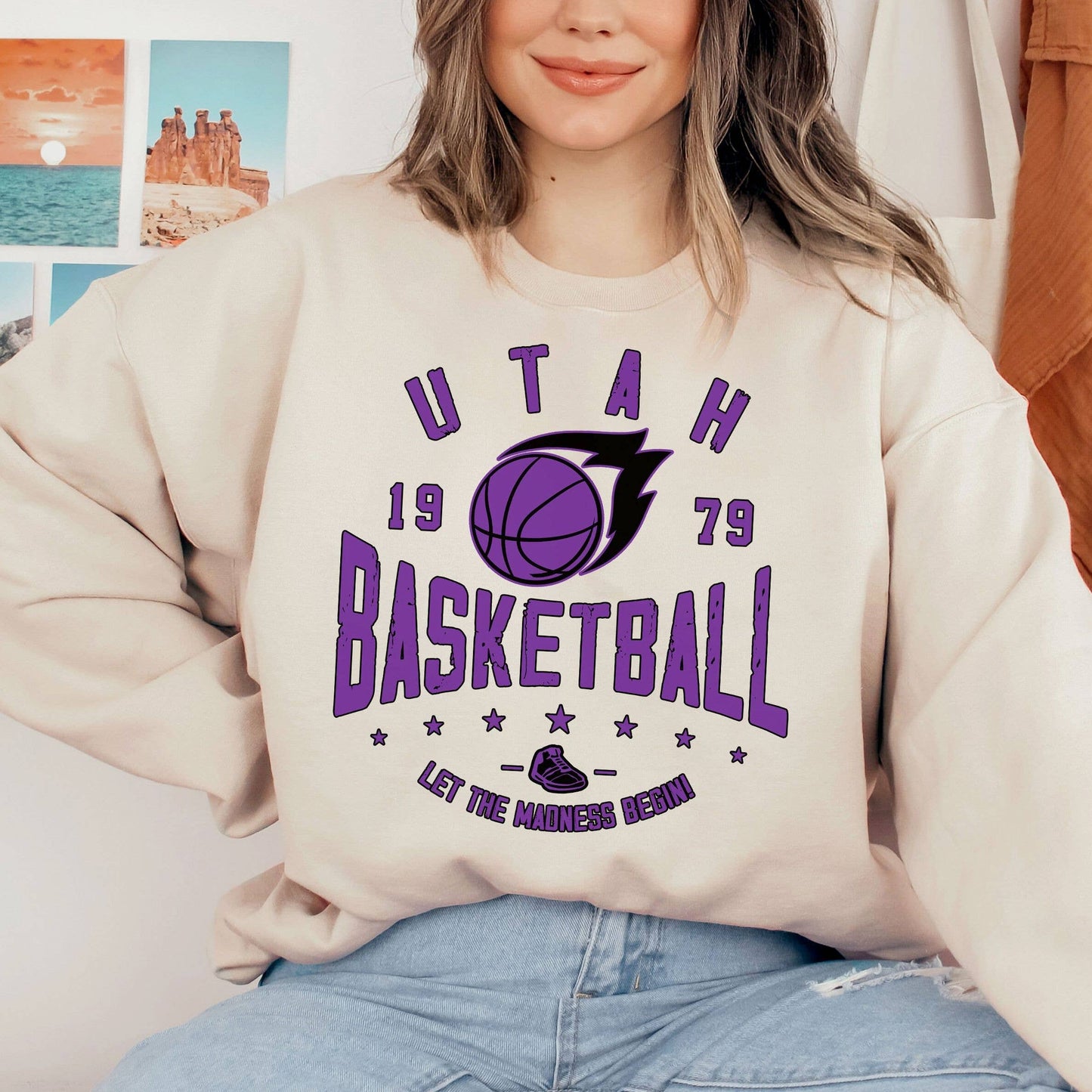 Vintage Utah Jazz Basketball Sweatshirt - Est 1979 Fan Gear Unisex T-shirt, Sweatshirt, Hoodie, Long Sleeve Tee - T-Shirt, Sweatshirt, Hoodie