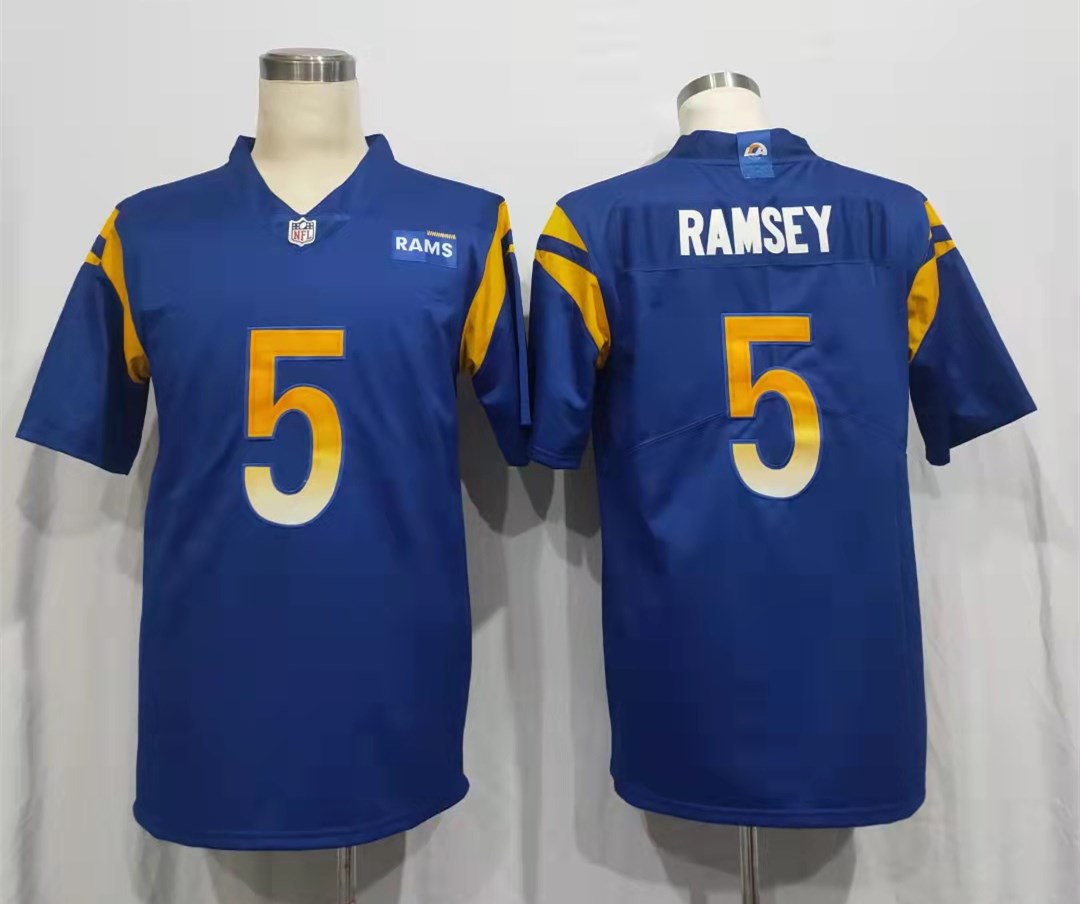 Men's Los Angeles Rams Jalen Ramsey Blue Team Vapor Limited Jersey football jersey product view 1