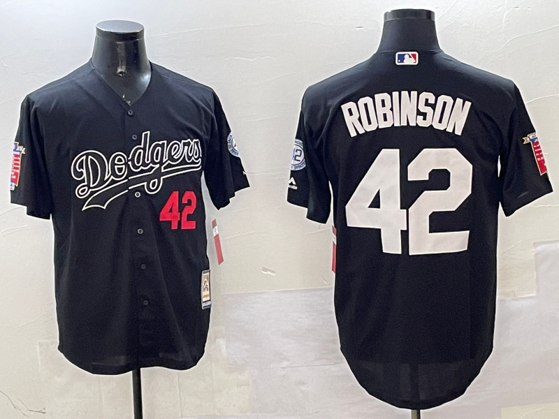 Men's Los Angeles Dodgers Jackie Robinson Black Throwback Cooperstown Collection Limited Jersey baseball jersey product view 1