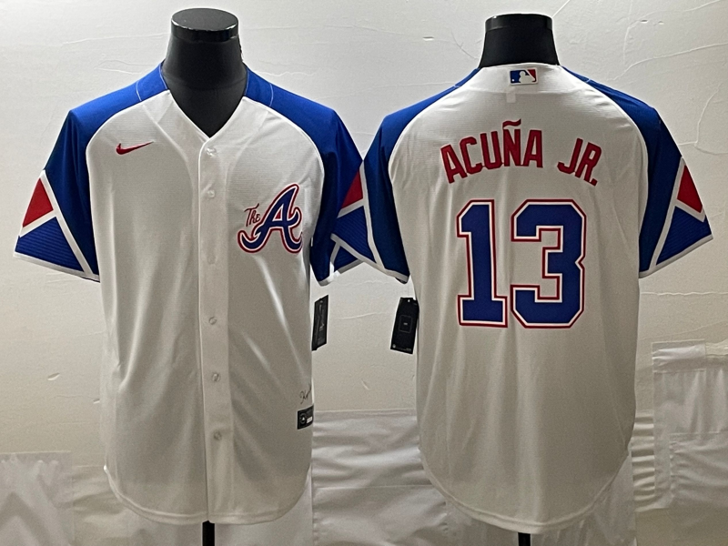 Men's Atlanta Braves Ronald Acuna Jr. White 2023 City Connect Replica Player Jersey baseball jersey product view 1