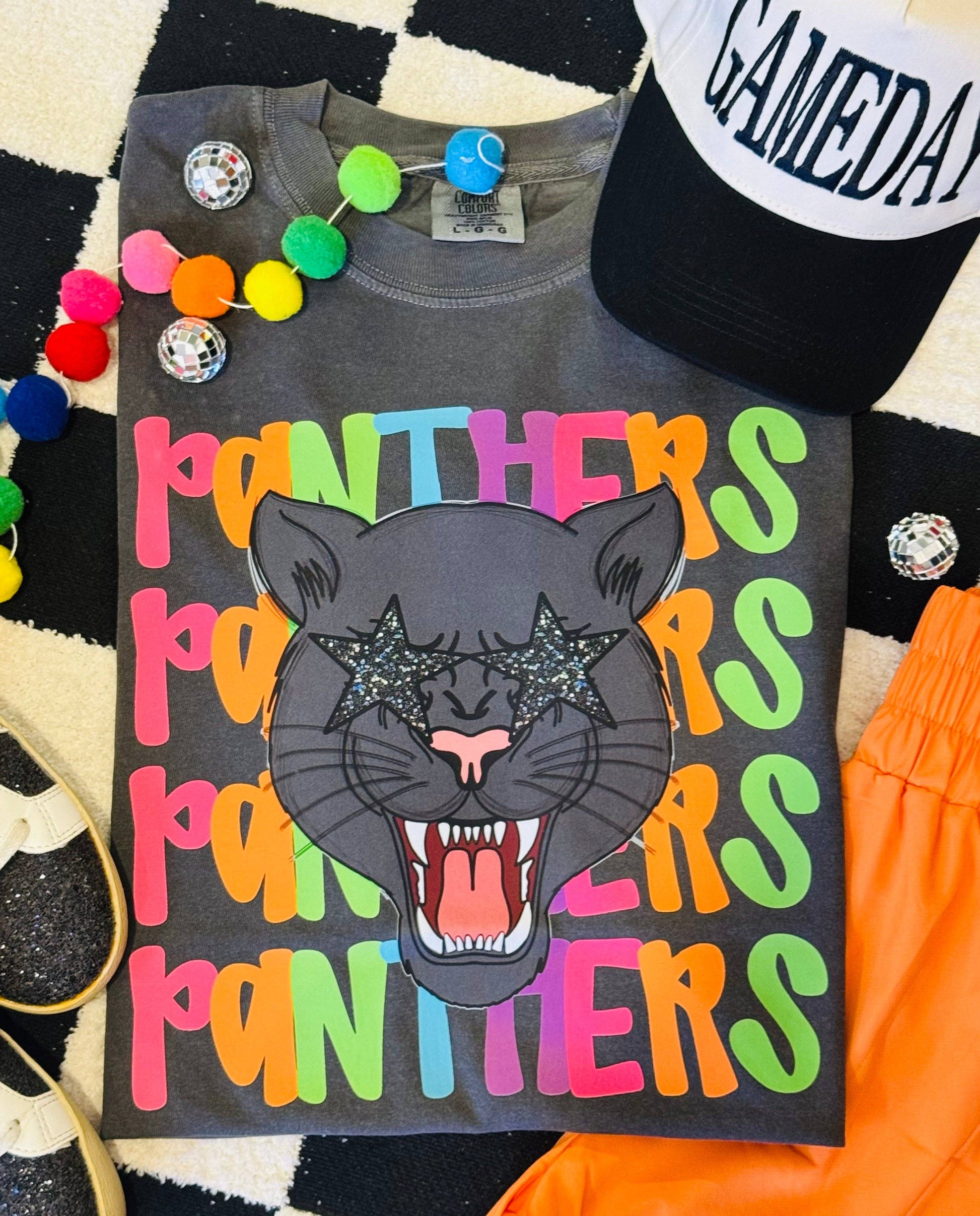 Panthers Neon Mascot Tee Unisex T-shirt, Sweatshirt, Hoodie, Long Sleeve Tee - T-Shirt, Sweatshirt, Hoodie