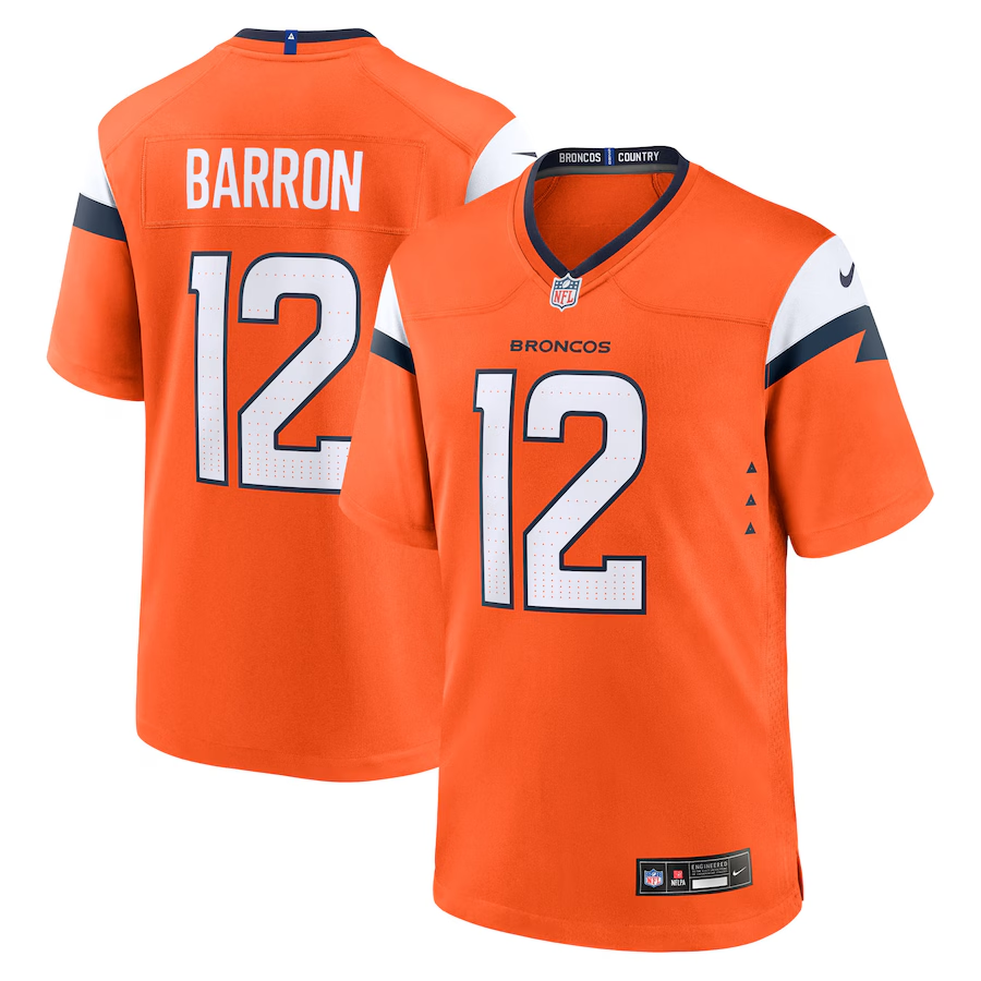 Men's Denver Broncos Jahdae Barron Orange 2025 NFL Draft First Round Pick Game Jersey football jersey product view 1