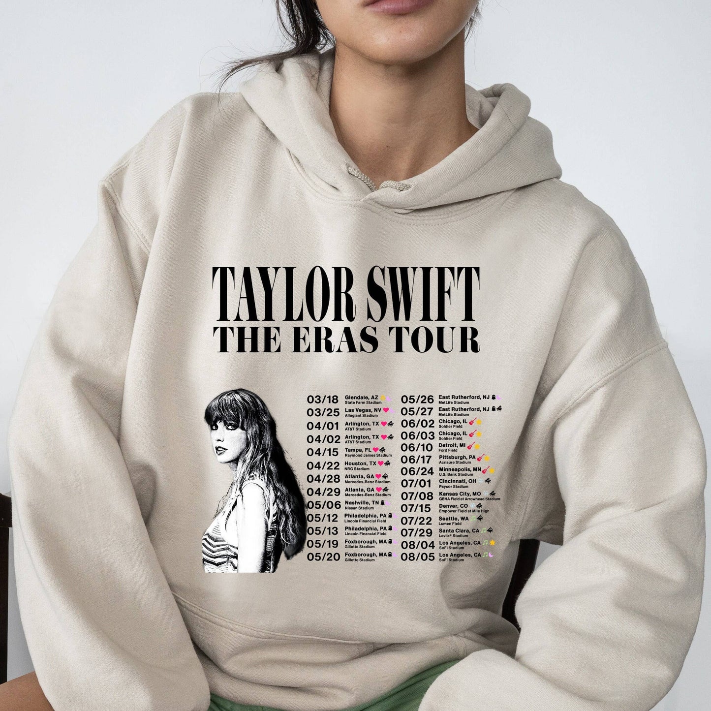 Swiftie Eras Tour Hoodie - Dates Hoodie Unisex T-shirt, Sweatshirt, Hoodie, Long Sleeve Tee - T-Shirt, Sweatshirt, Hoodie