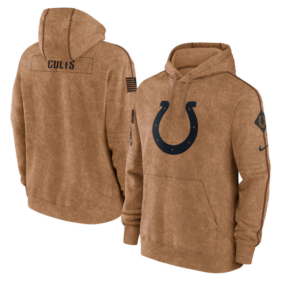 Men's Indianapolis Colts Brown 2023 Salute To Service Club Pullover Hoodie1 football jersey product view 1