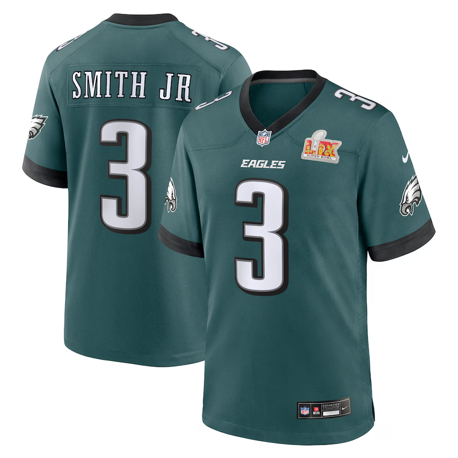 Men's Philadelphia Eagles Nolan Smith Midnight Green Super Bowl LIX Game Player Jersey football jersey product view 1
