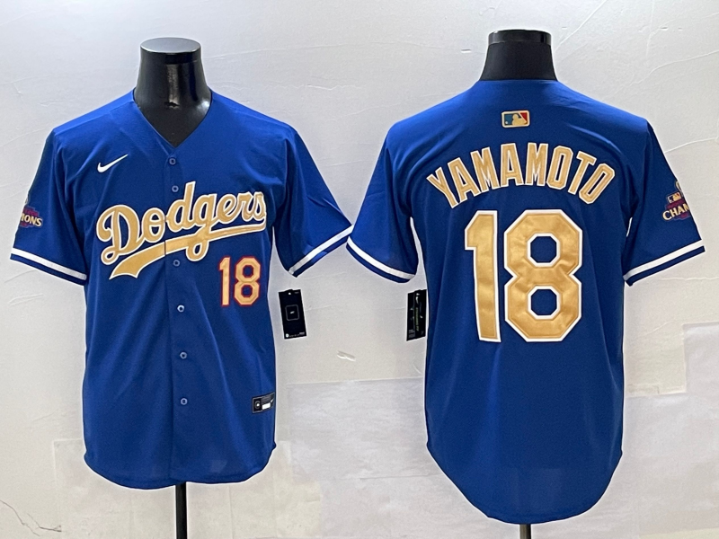 Men's Los Angeles Dodgers Yoshinobu Yamamoto #18 Royal 2025 Gold Collection Limited Jersey baseball jersey product view 1