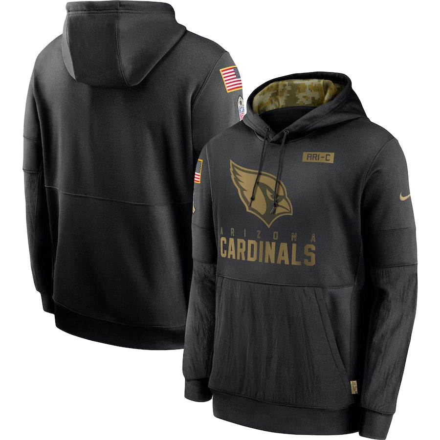 Men's Arizona Cardinals 2020 Salute to Service Hoodie Black football jersey product view 1