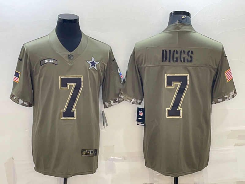 Men's Dallas Cowboys Trevon Diggs #7 Olive 2022 Salute To Service Limited Jersey1 football jersey product view 1