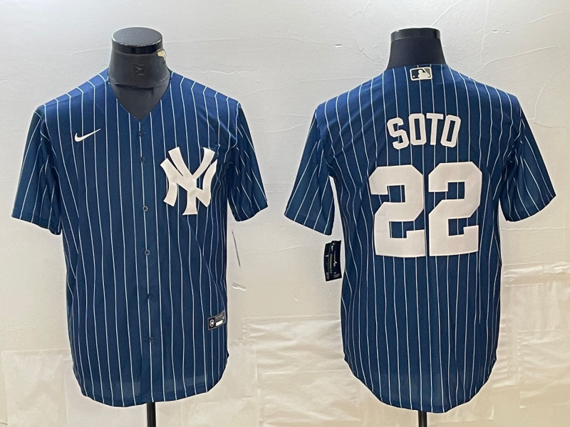 Men's New York Yankees Juan Soto Blue Replica Player Jersey baseball jersey product view 1