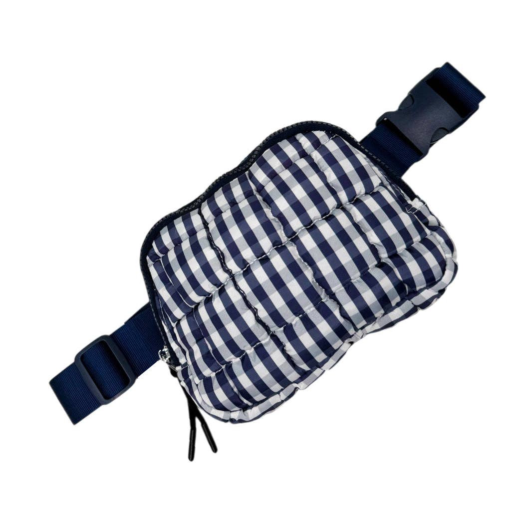 GZ-1511 Gingham Puffer Quilted Belt Bag Navy/White Unisex T-shirt, Sweatshirt, Hoodie, Long Sleeve Tee - T-Shirt, Sweatshirt, Hoodie