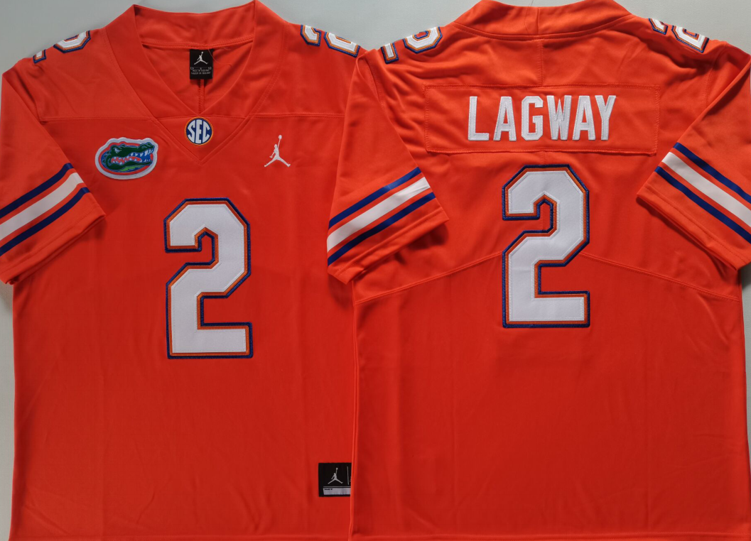 Men's Florida Gators DJ Lagway #2 Orange Player Jersey sports jersey product view 1