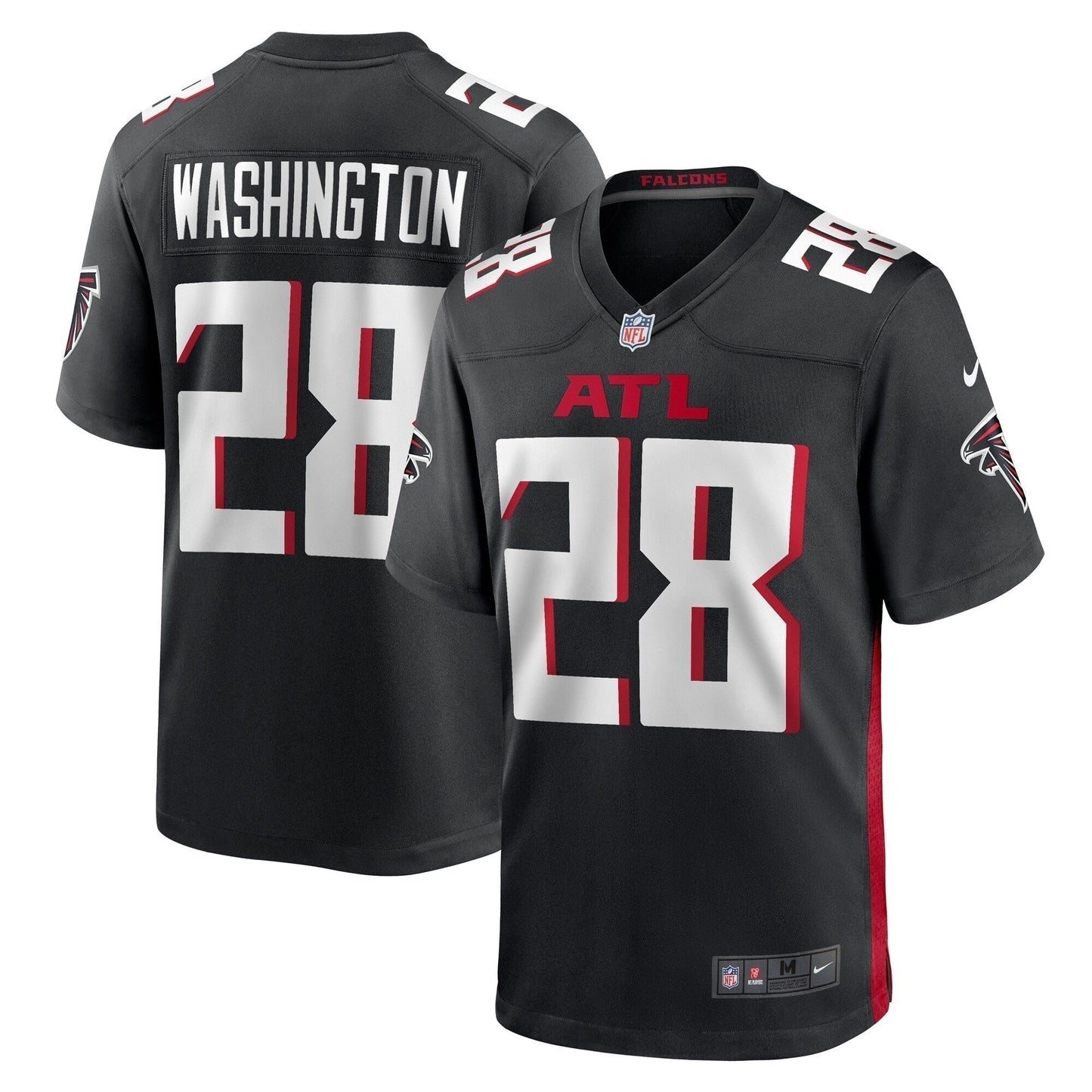 Carlos Washington Atlanta Falcons Game Jersey - Black football jersey product view 1