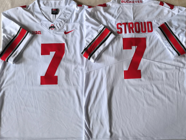 Men's Ohio State Buckeyes C.J. Stroud #7 White Player Jersey sports jersey product view 1
