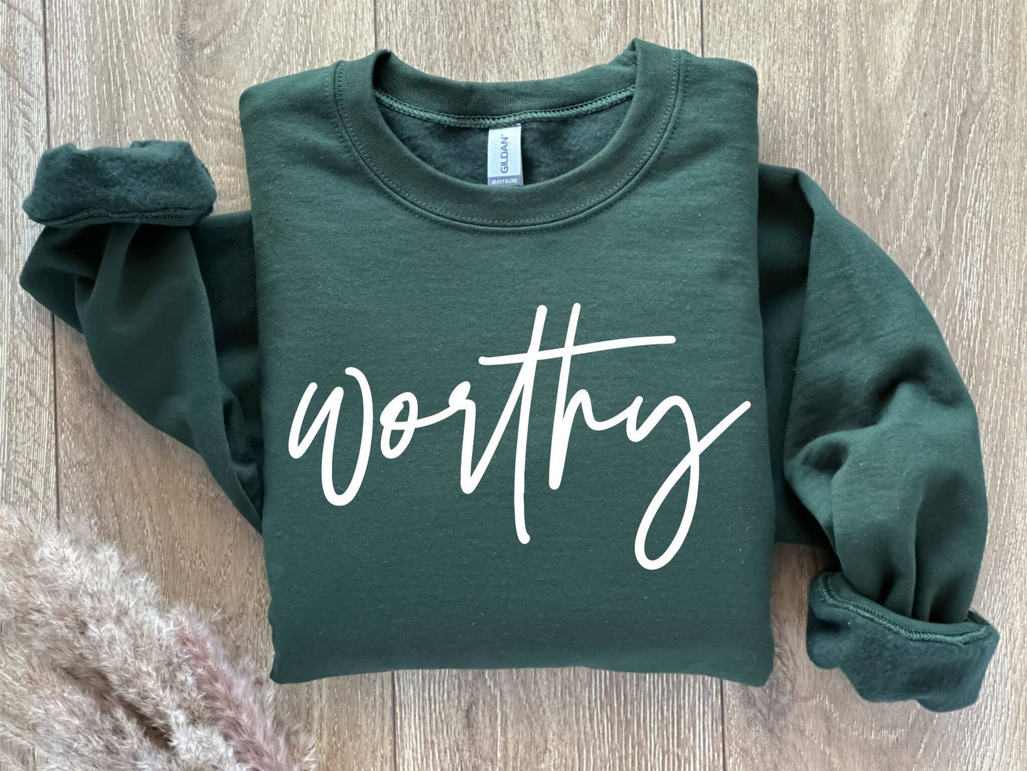 Worthy Green Christian Vintage Women's Graphic Sweatshirt Unisex T-shirt, Sweatshirt, Hoodie, Long Sleeve Tee - T-Shirt, Sweatshirt, Hoodie