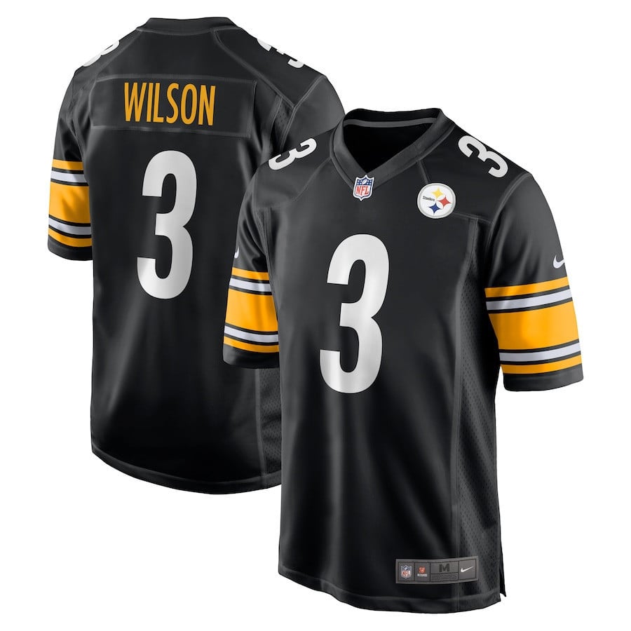 Russell Wilson 3 Pittsburgh Steelers Game Player Jersey - Black - National Football League 2024 football jersey product view 1