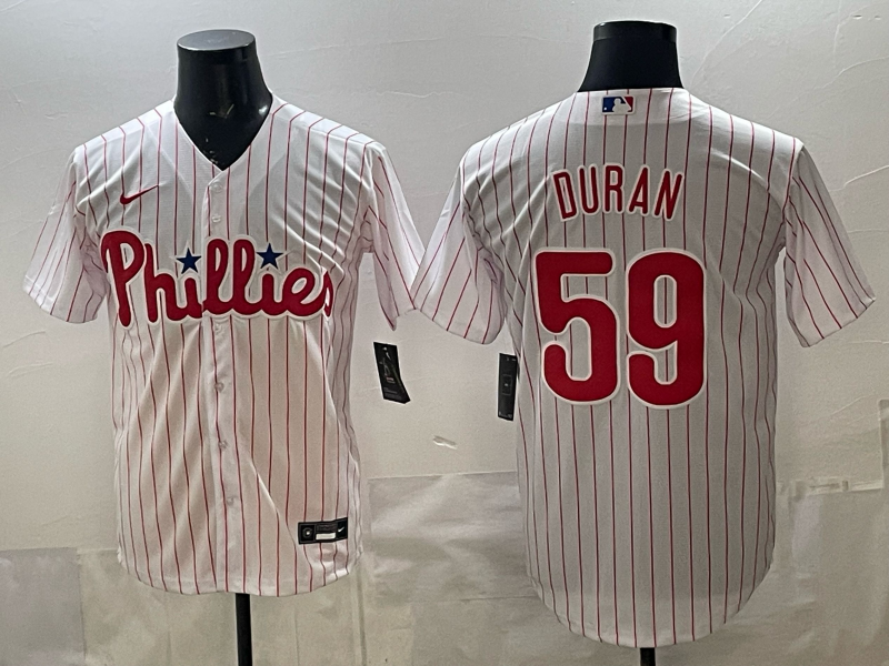 Men's Philadelphia Phillies Jhoan Duran #59 White Home Replica Jersey baseball jersey product view 1