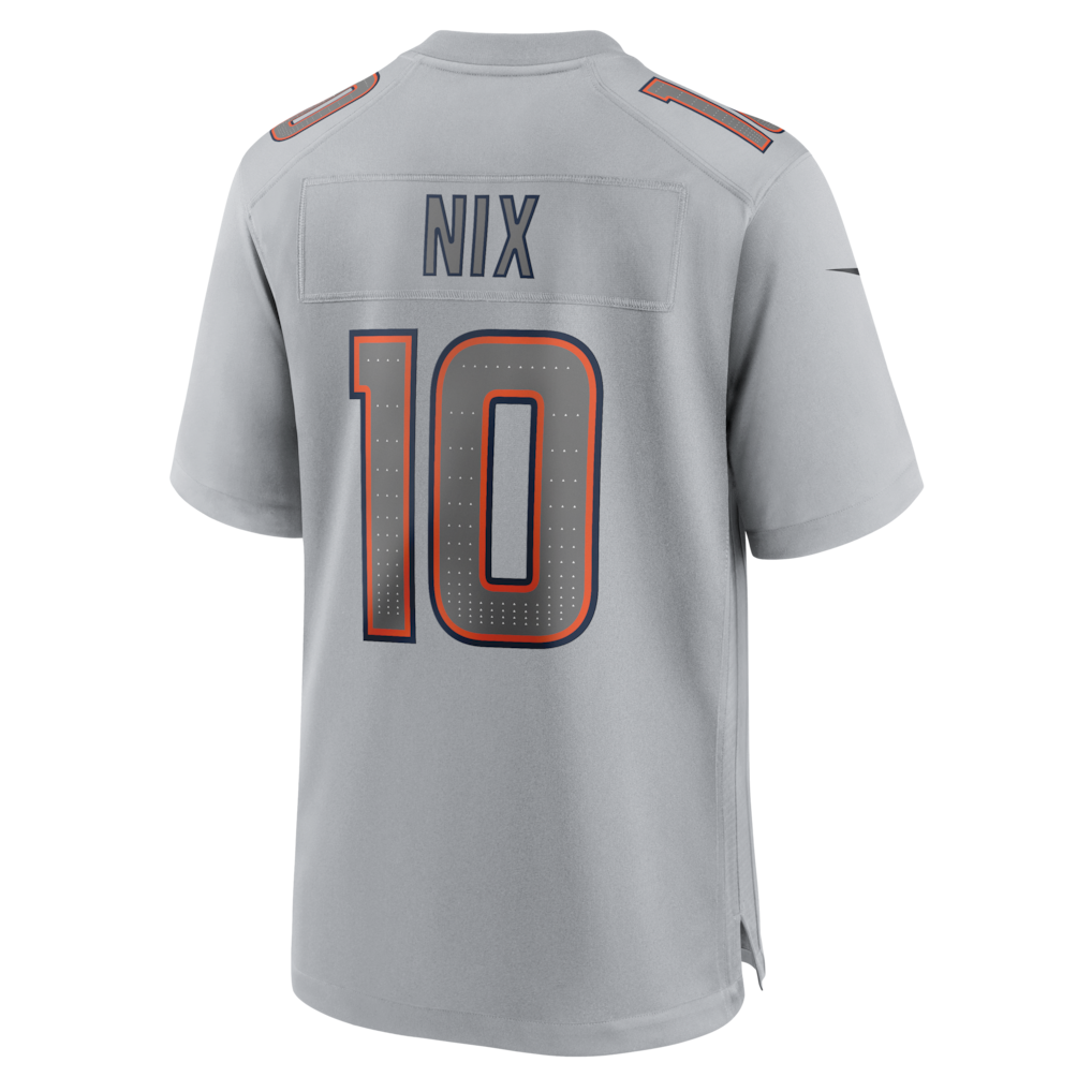 D.Broncos #10 Bo Nix Gray Atmosphere Fashion Game Jersey football jersey product view 1