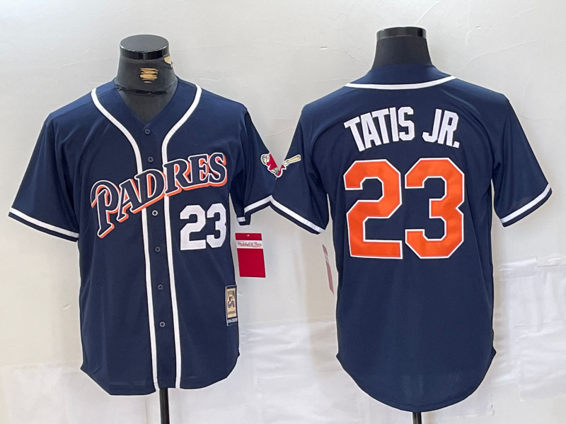 Men's San Diego Padres Fernando Tatis Jr. Navy Replica Player Jersey baseball jersey product view 1