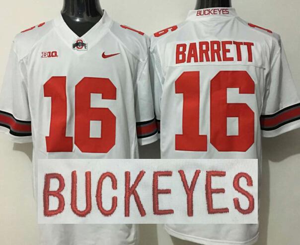 Men's Ohio State Buckeyes JT Barrett #16 White Player Game Jersey sports jersey product view 1