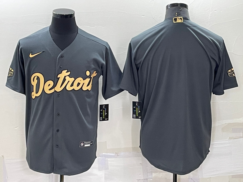 Men's Detroit Tigers Dark Gray Blank Replica Jersey1 baseball jersey product view 1
