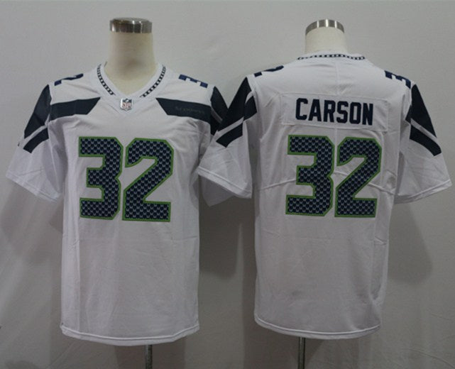 Men's Seattle Seahawks Chris Carson White Game Jersey football jersey product view 1