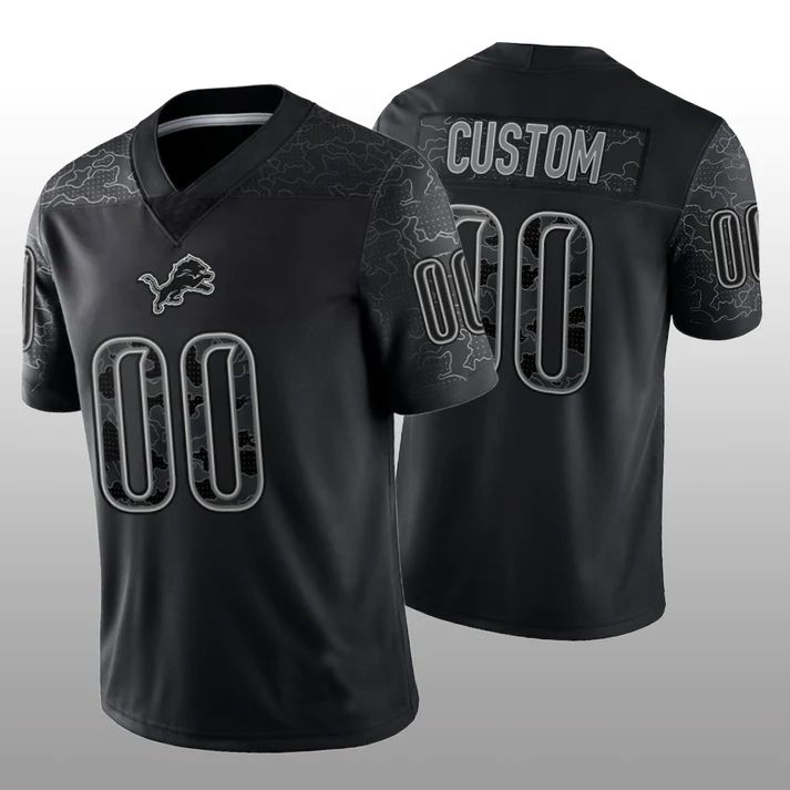 Custom1 Detroit Lions Black RFLCTV Limited Jersey1 Stitched American Football Jerseys football jersey product view 1