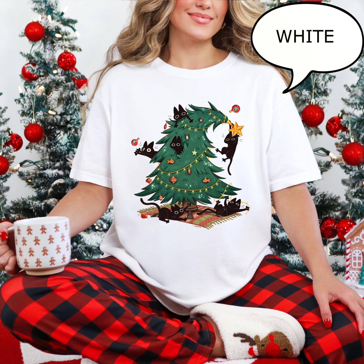 Cute Cat Christmas Tree T-Shirt, Cat Lover Xmas Gift Unisex T-shirt, Sweatshirt, Hoodie, Long Sleeve Tee - T-Shirt, Sweatshirt, Hoodie