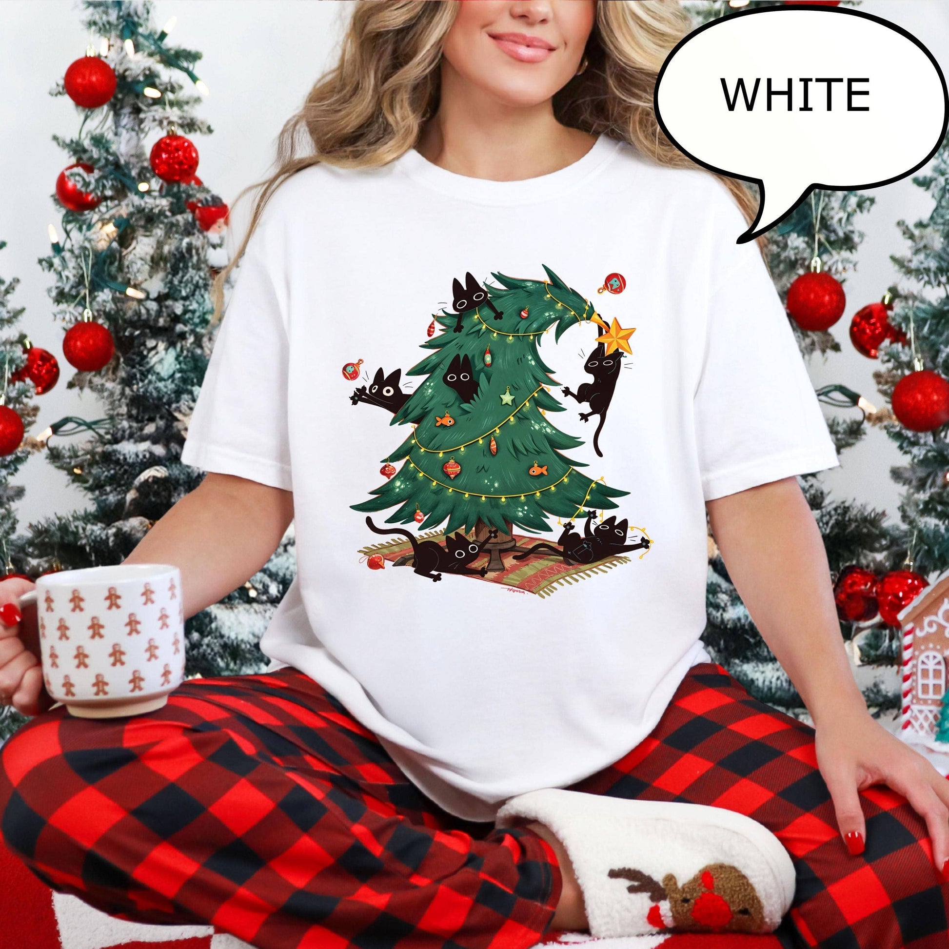 Cute Cat Christmas Tree T-Shirt, Cat Lover Xmas Gift Unisex T-shirt, Sweatshirt, Hoodie, Long Sleeve Tee - T-Shirt, Sweatshirt, Hoodie