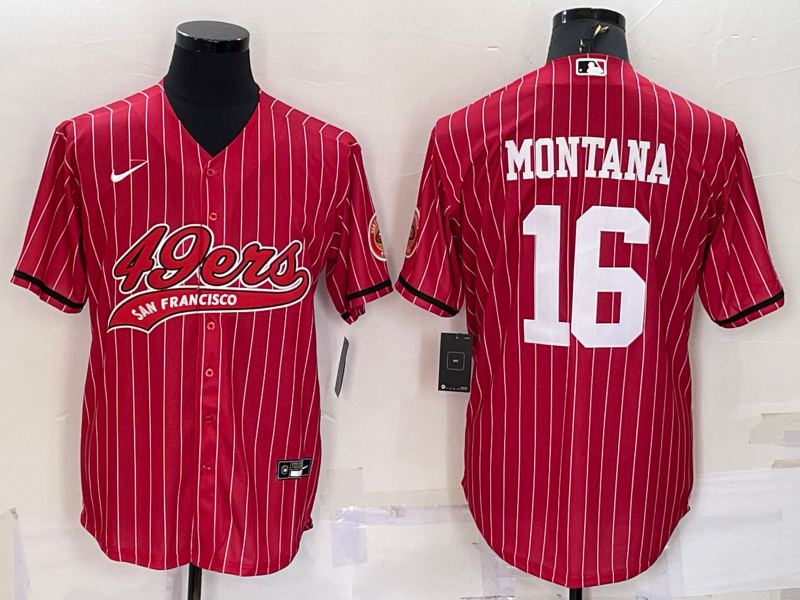 Men's San Francisco 49ers Joe Montana Red Player Jersey Joint Edition football jersey product view 1