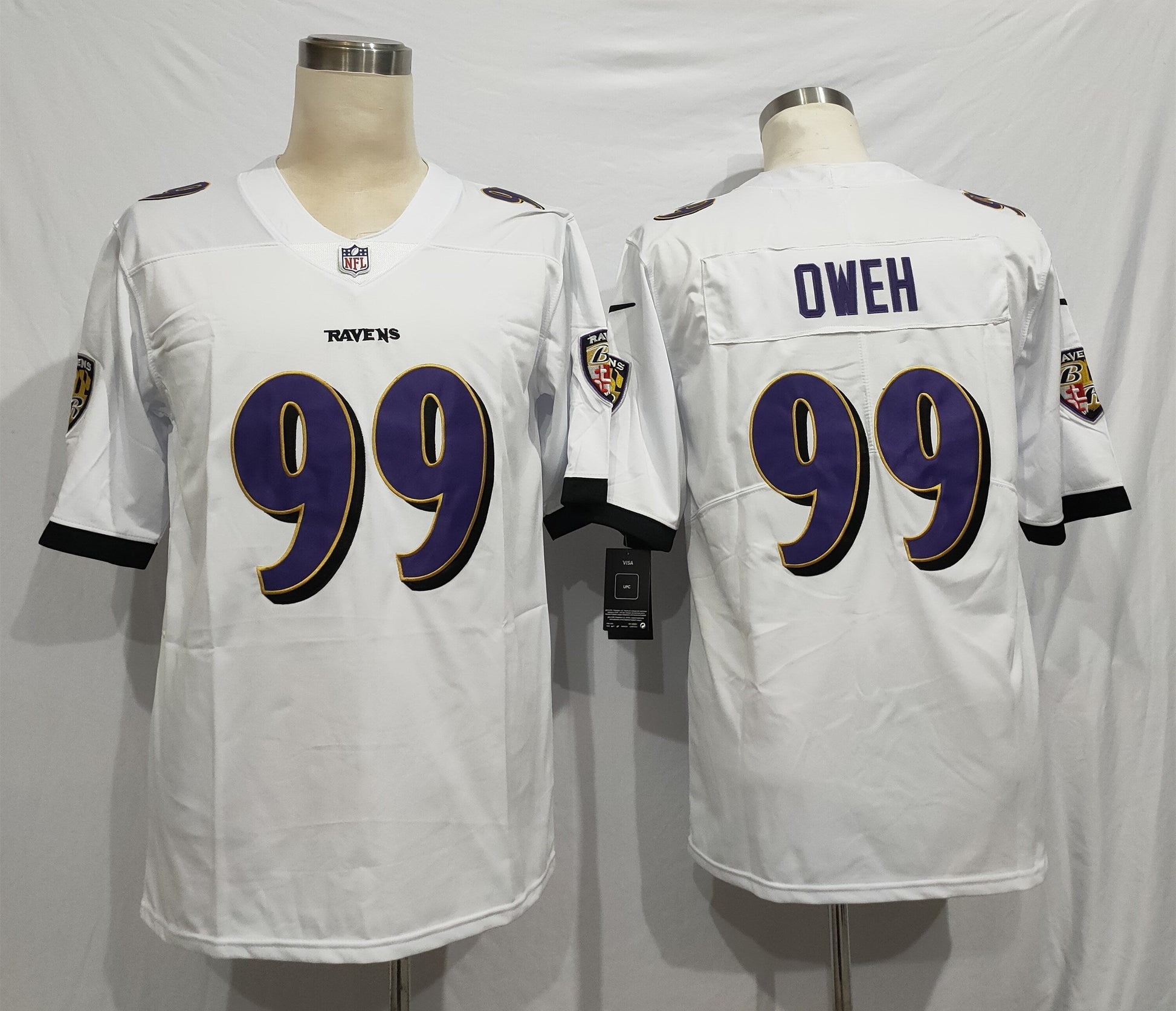 Men's Baltimore Ravens Odafe Oweh #99 White Game Jersey1 football jersey product view 1
