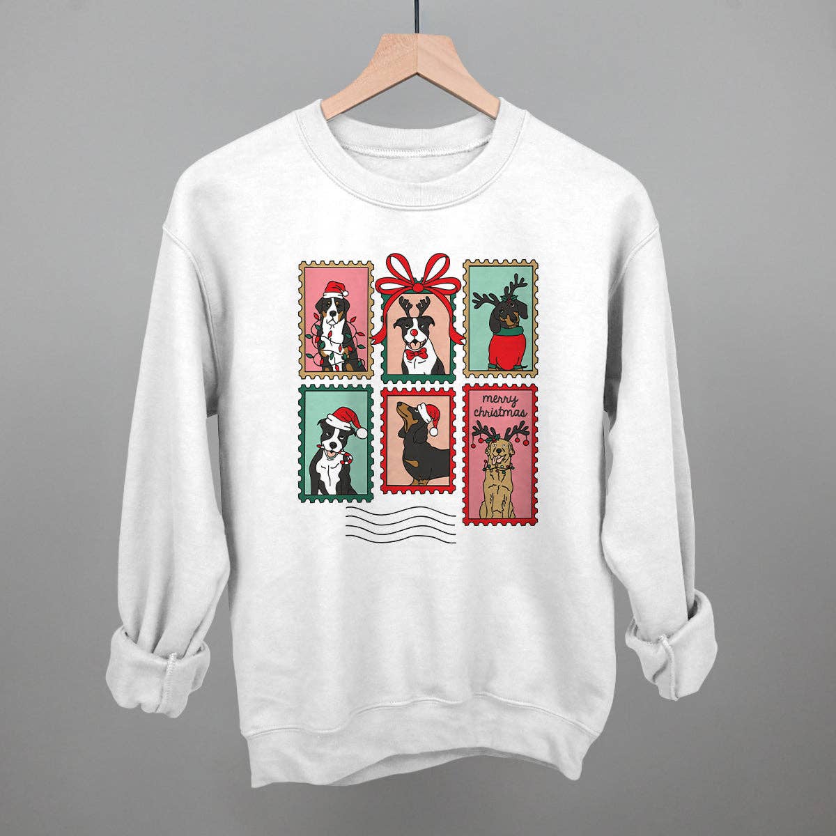 Dog Christmas Stamps Doodle Unisex T-shirt, Sweatshirt, Hoodie, Long Sleeve Tee - T-Shirt, Sweatshirt, Hoodie