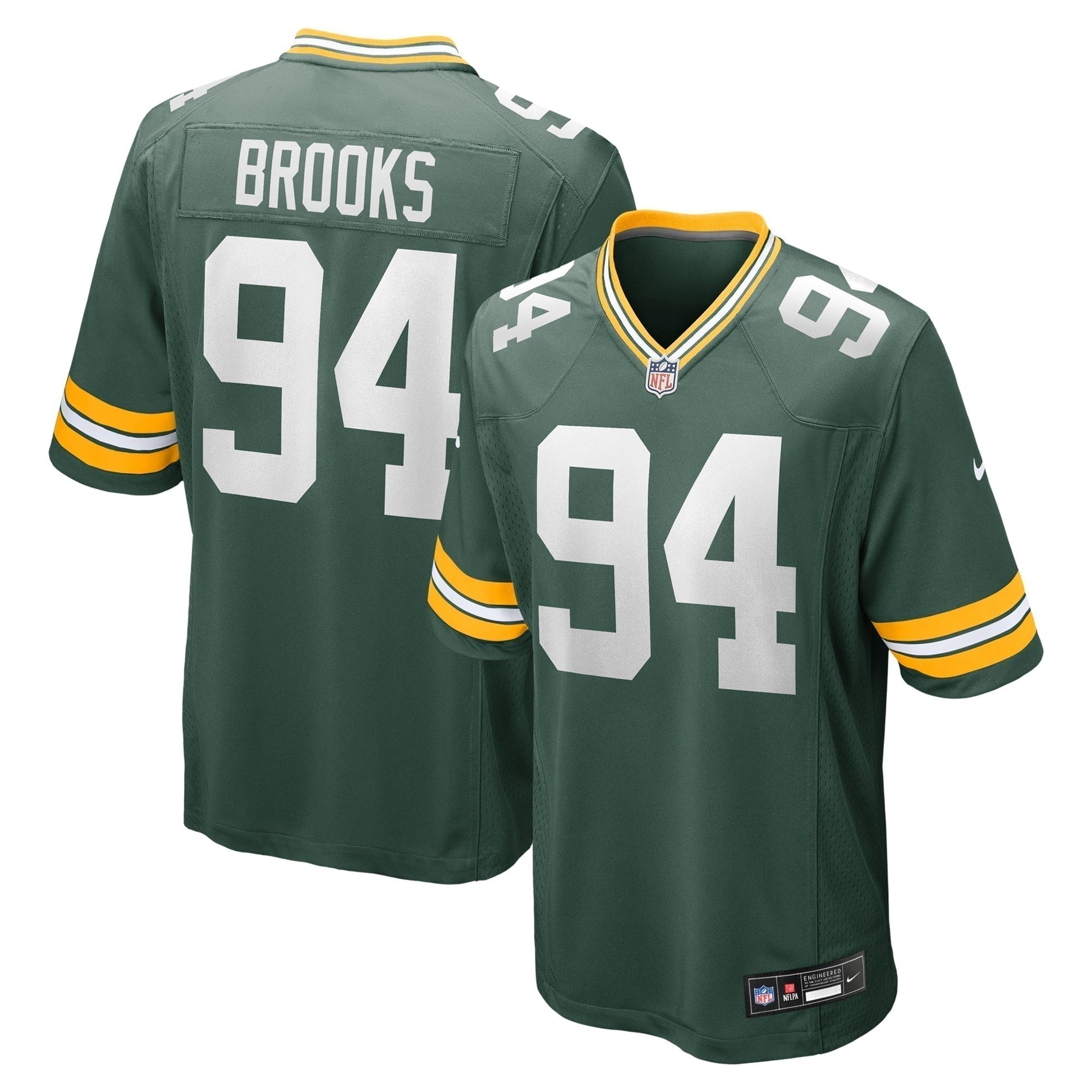 Karl Brooks Green Bay Packers Game Jersey - Green football jersey product view 1