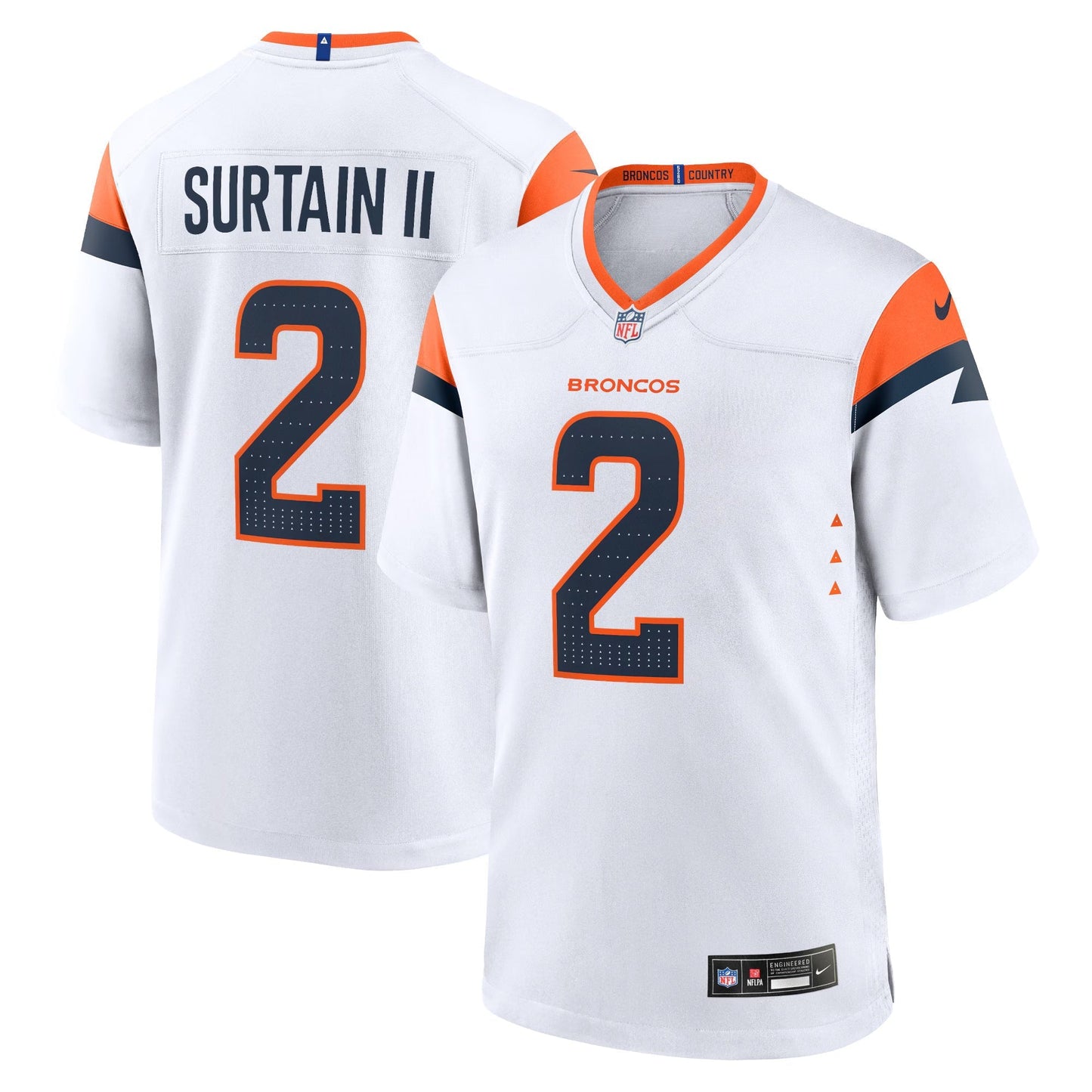 Denver Broncos Patrick Surtain II White Mile High Collection Game Jersey football jersey product view 1