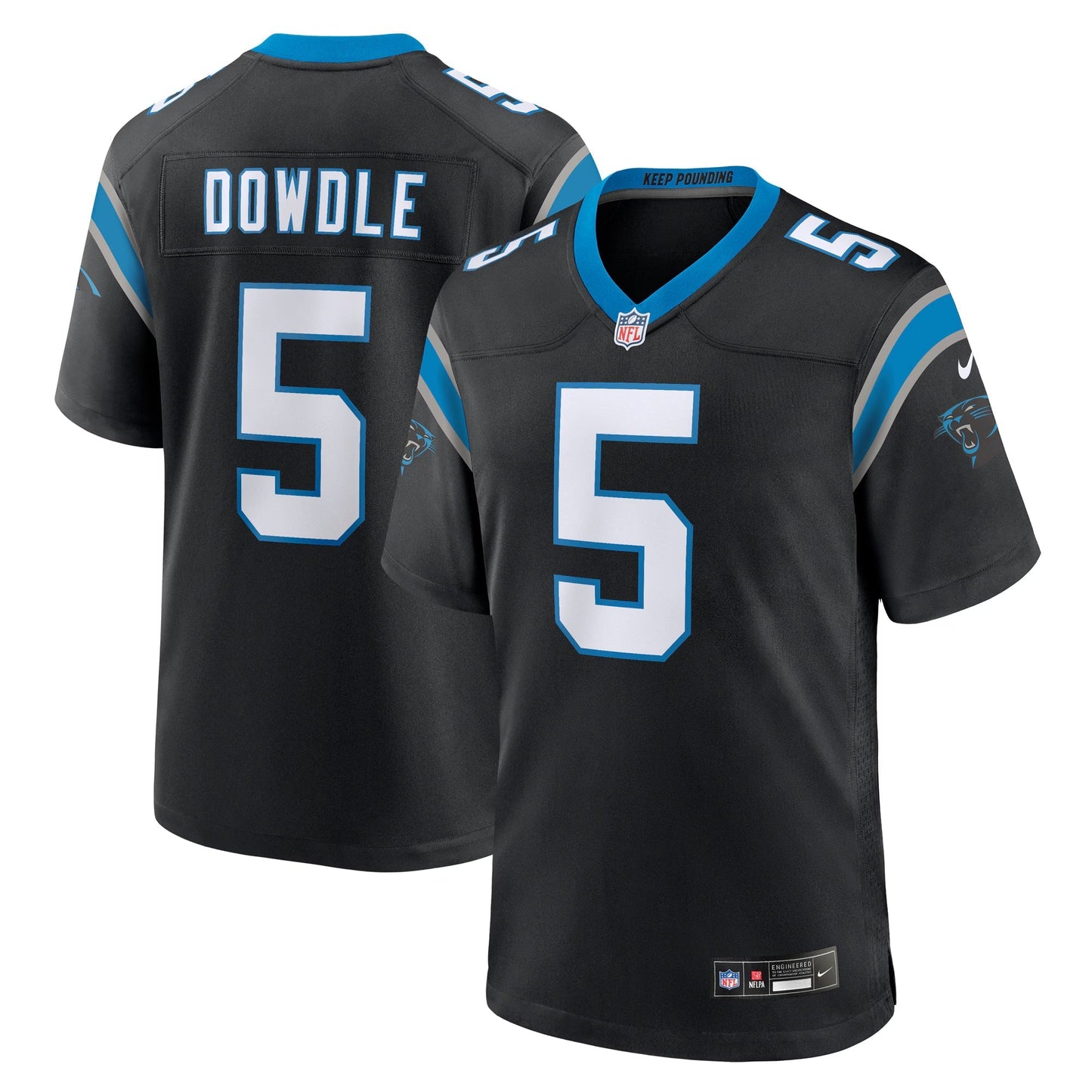Carolina Panthers Rico Dowdle Black Team Game Jersey football jersey product view 1