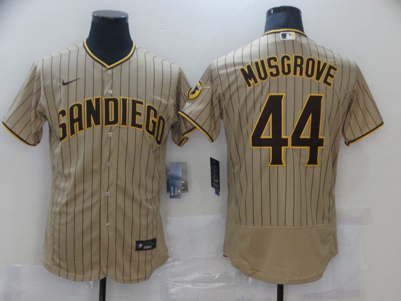 Men's San Diego Padres Joe Musgrove #44 Khaki Stitched Jersey baseball jersey product view 1