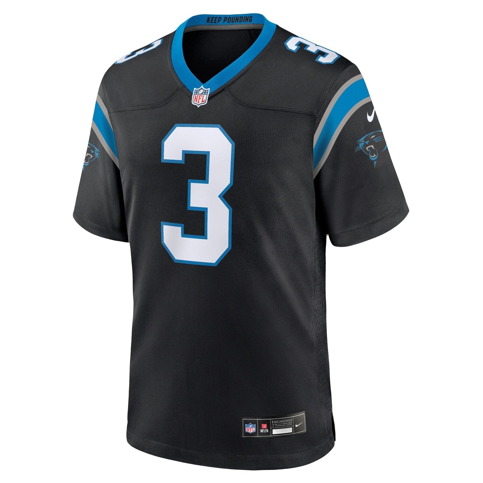 Raheem Blackshear Carolina Panthers Team Game Jersey - Black football jersey product view 2