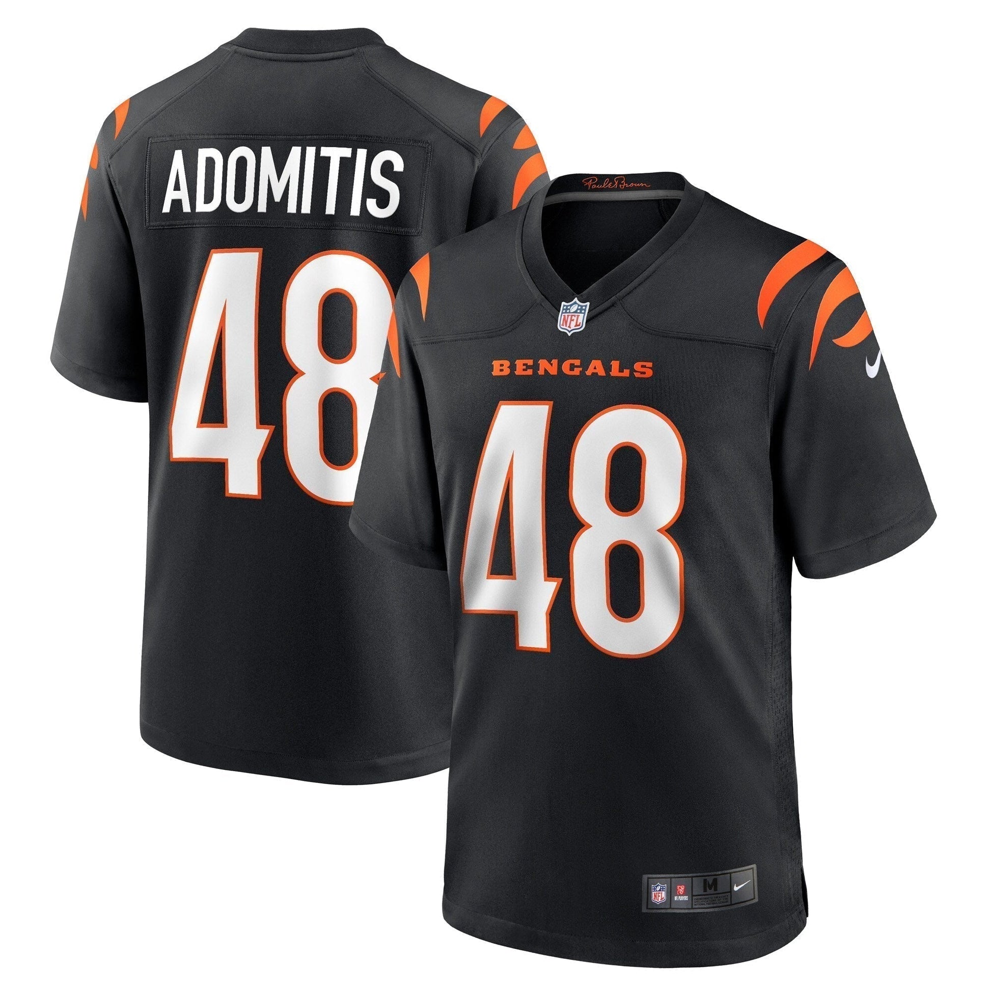 Cal Adomitis Cincinnati Bengals Game Jersey - Black football jersey product view 1