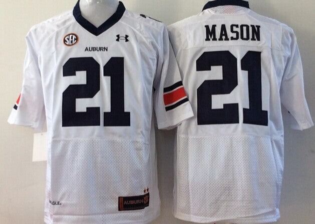 Men's Auburn Tigers Tre Mason White Player Game Jersey sports jersey product view 1