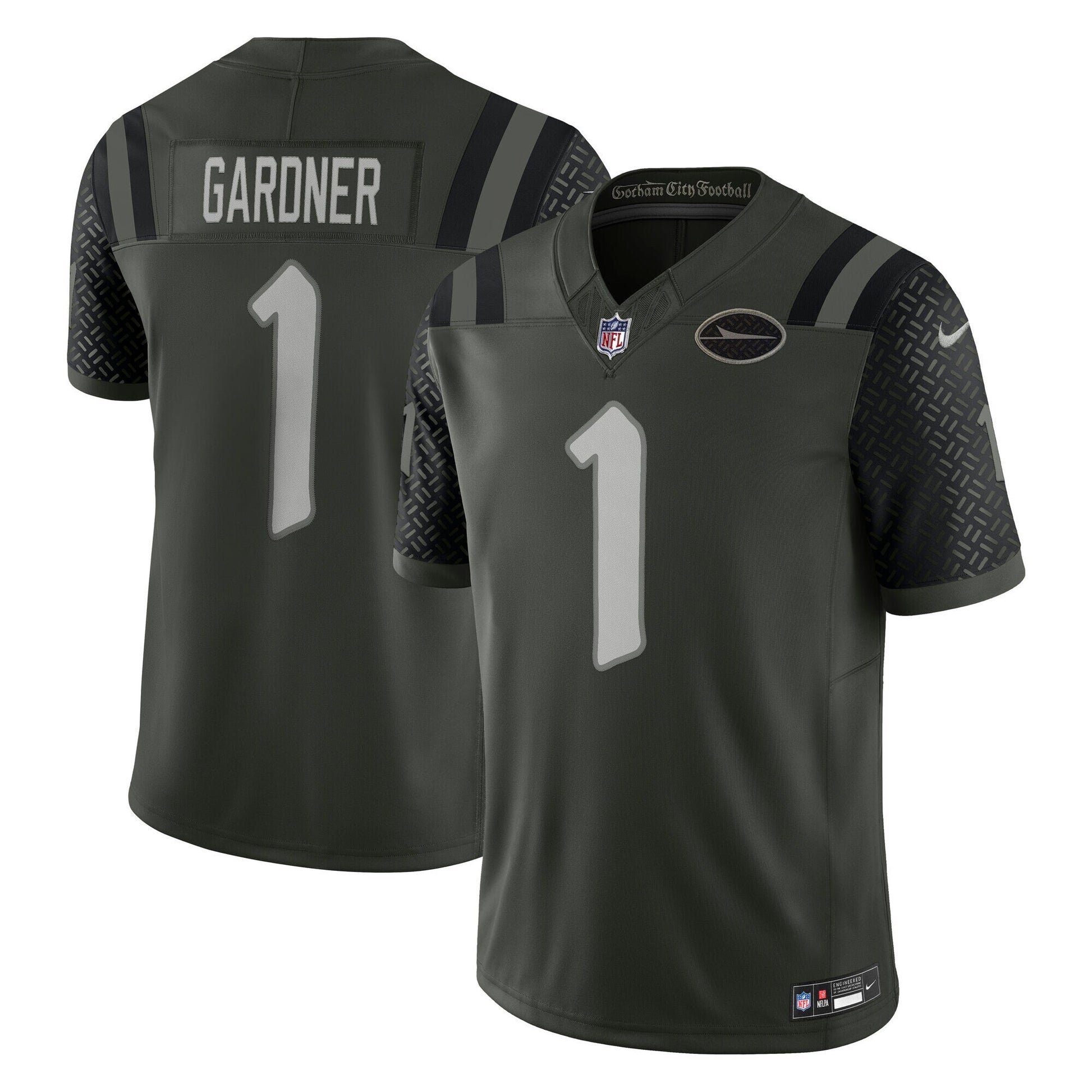 New York Jets Ahmad Sauce Gardner Gotham Green 2025 Rivalries Collection Limited Jersey football jersey product view 1
