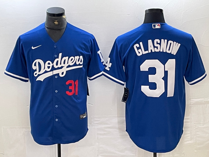 Men's Los Angeles Dodgers Tyler Glasnow Blue Replica Game Jersey baseball jersey product view 1